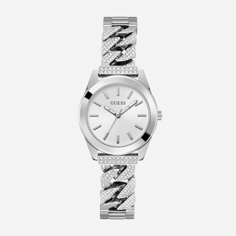 Relógio Guess Feminino em Aço Prateado com Corrente de Brilhos GW0546L1 Relógio Guess Feminino em Aço Prateado com Corrente de Brilhos GW0546L1