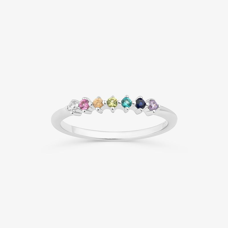 Anel Rainbow Cravejado em Prata 925 Anel Rainbow Cravejado em Prata 925