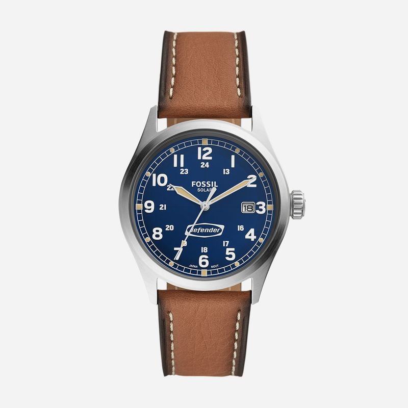 Relógio Fossil Masculino Defender Solar em com Pulseira de Couro Marrom FS5975/0KN Relógio Fossil Masculino Defender Solar em com Pulseira de Couro Marrom FS5975/0KN