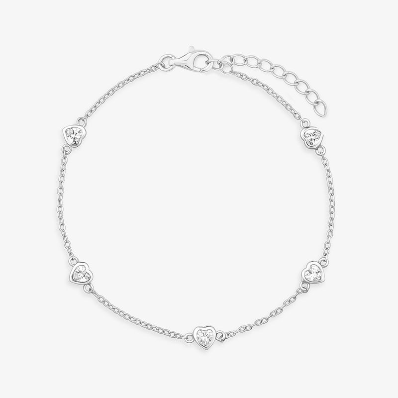 Pulseira Coração Cravejada em Prata 925 Pulseira Coração Cravejada em Prata 925