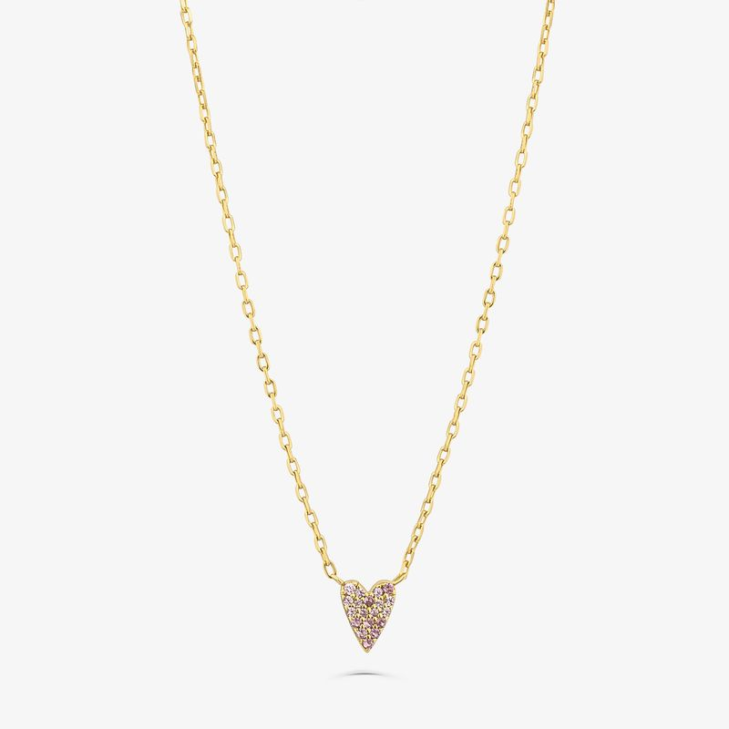 Colar Coração Cravejado em Prata 925 com Banho de Ouro Amarelo 18k Colar Coração Cravejado em Prata 925 com Banho de Ouro Amarelo 18k