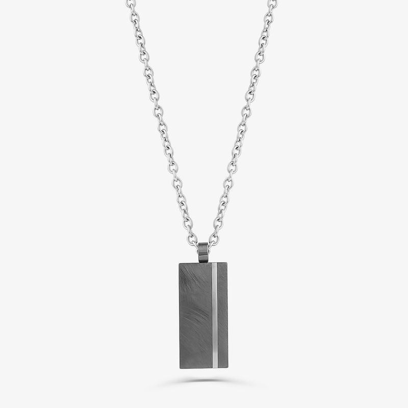 Colar Masculino com Placa em Aço Preto Fosco - 60cm Colar Masculino com Placa em Aço Preto Fosco - 60cm
