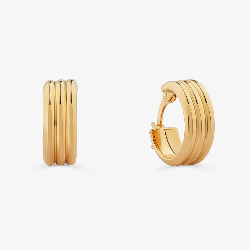 Brinco Argola em Ouro Amarelo 18k - 15mm Brinco Argola em Ouro Amarelo 18k - 15mm