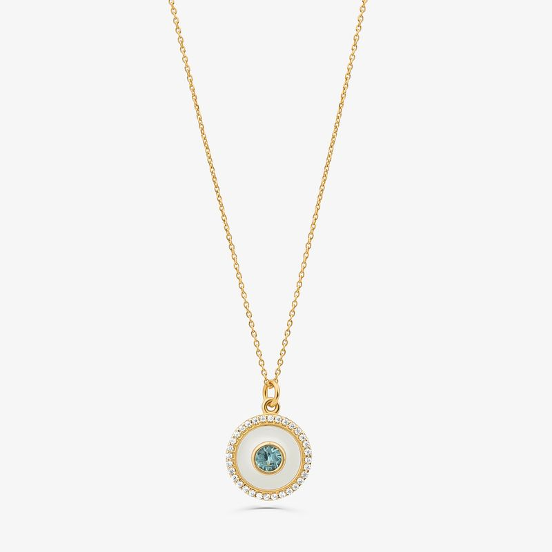 Colar Olho Grego Cravejado e Esmaltado em Prata 925 com Banho de Ouro Amarelo 18k
