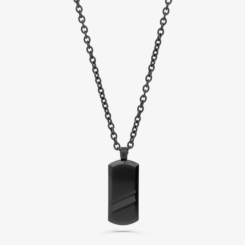 Colar Masculino com Placa em Aço Preto Fosco - 60 cm Colar Masculino com Placa em Aço Preto Fosco - 60 cm