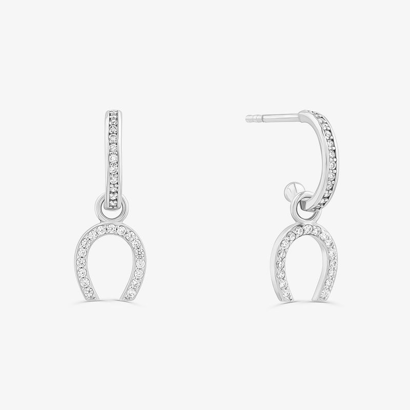 Argola Ferradura Cravejada em Prata 925 Argola Ferradura Cravejada em Prata 925