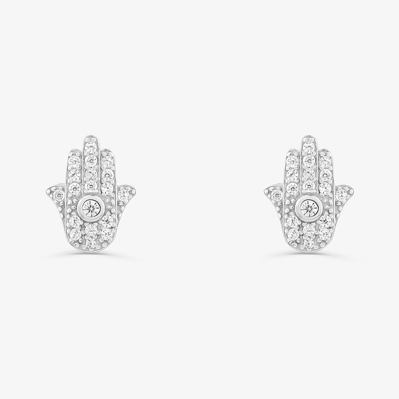 Brinco Hamsa Cravejado em Prata 925 Brinco Hamsa Cravejado em Prata 925