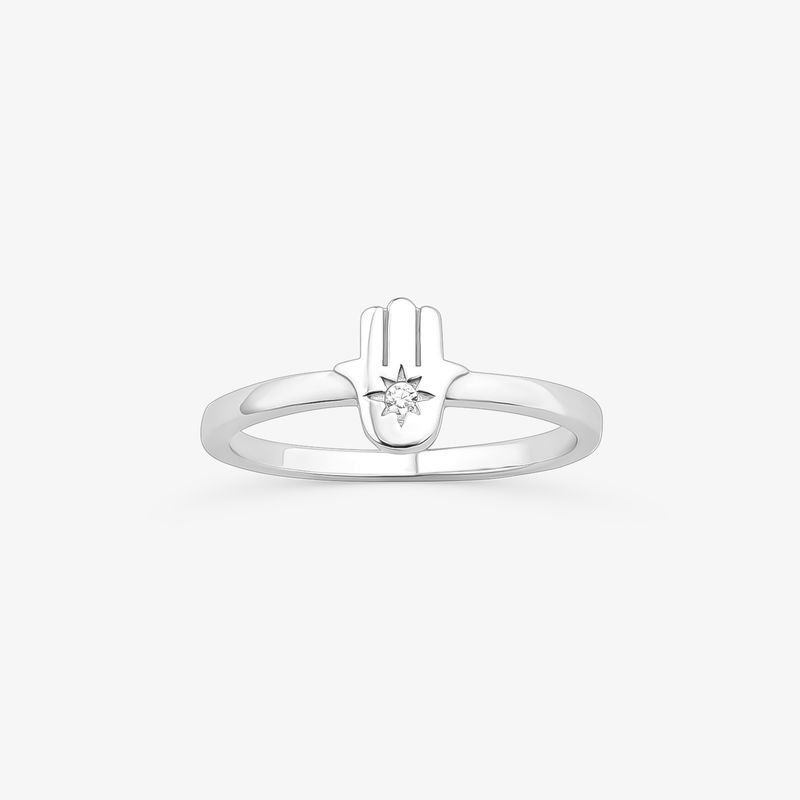 Anel Hamsa Cravejado em Prata 925 Anel Hamsa Cravejado em Prata 925