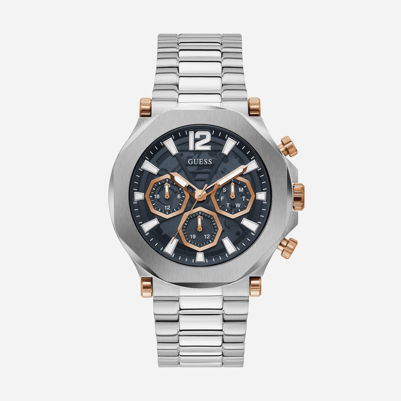 Relógio Guess Masculino em Aço Prateado e Mostrador Preto GW0539G1 Relógio Guess Masculino em Aço Prateado e Mostrador Preto GW0539G1