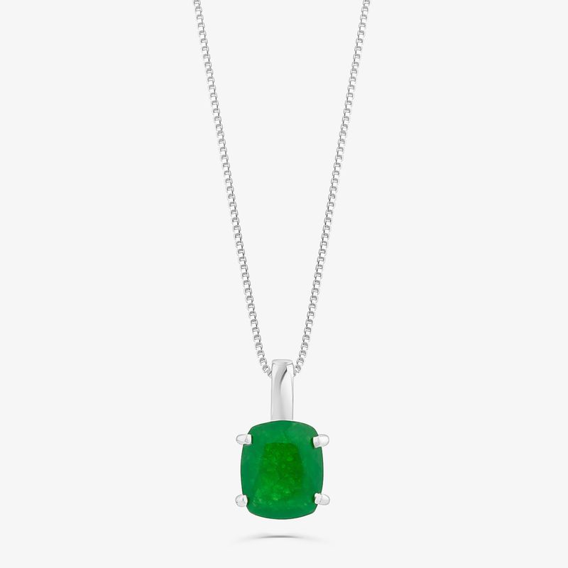 Pingente com Quartzo Verde em Ouro Branco 18k Pingente com Quartzo Verde em Ouro Branco 18k