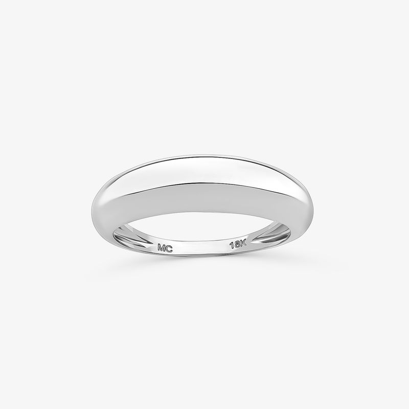 Anel Bombe em Ouro Branco 18k - 5,60 mm Anel Bombe em Ouro Branco 18k - 5,60 mm