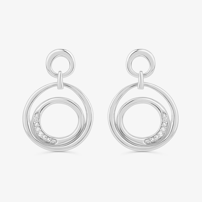 Brinco Círculos Orgânico com Topázio em Prata 925 Brinco Círculos Orgânico com Topázio em Prata 925