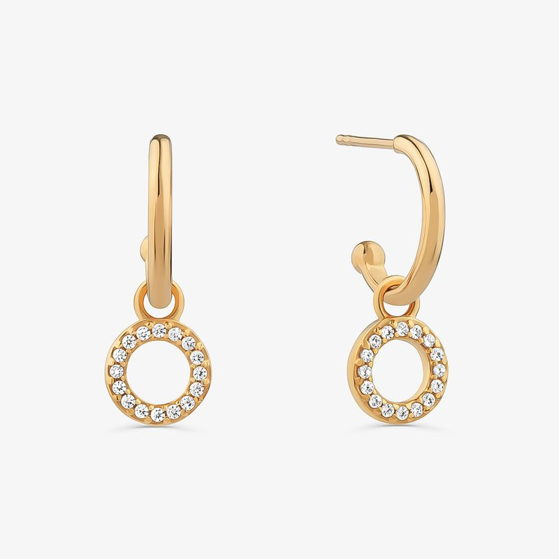 Argola Círculo Cravejada em Prata 925 com Banho de Ouro Amarelo 18k Argola Círculo Cravejada em Prata 925 com Banho de Ouro Amarelo 18k