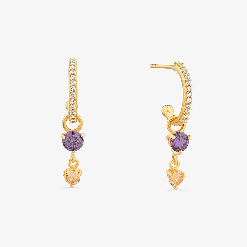 Argola Pontos de Luz Cravejada em Prata 925 com Banho de Ouro Amarelo 18k Argola Pontos de Luz Cravejada em Prata 925 com Banho de Ouro Amarelo 18k
