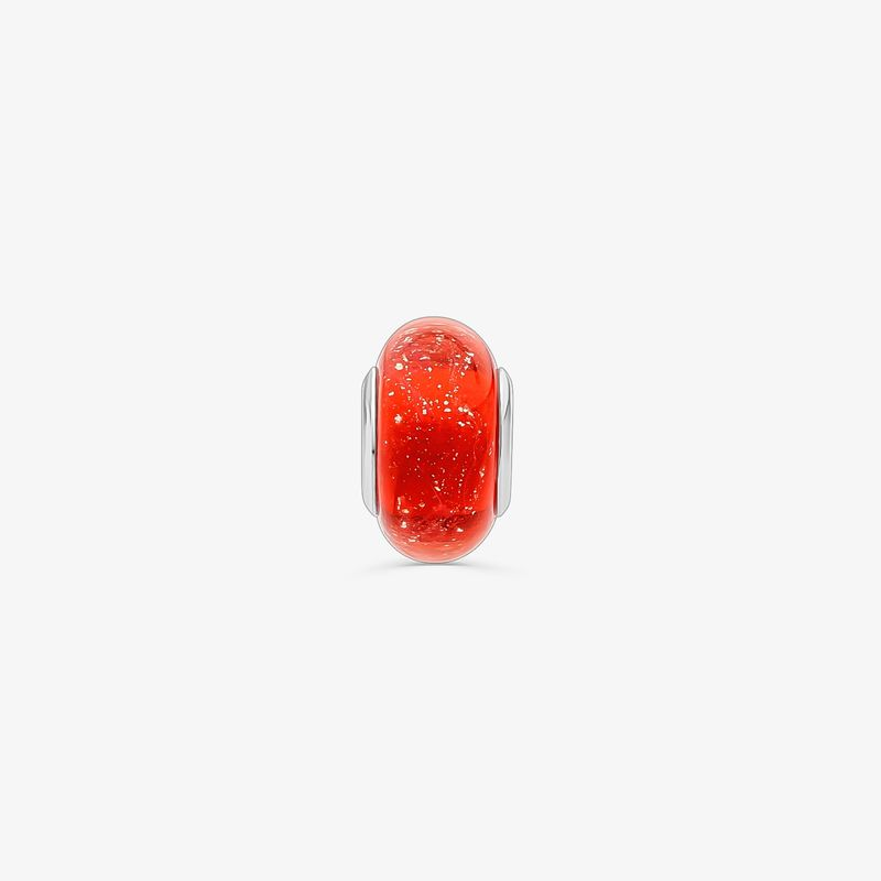 Charm Separador Vermelho Brilhoso em Prata 925 Charm Separador Vermelho Brilhoso em Prata 925