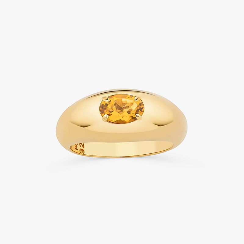 Anel com Citrino em Prata com Banho de Ouro Amarelo 18K Anel com Citrino em Prata com Banho de Ouro Amarelo 18K
