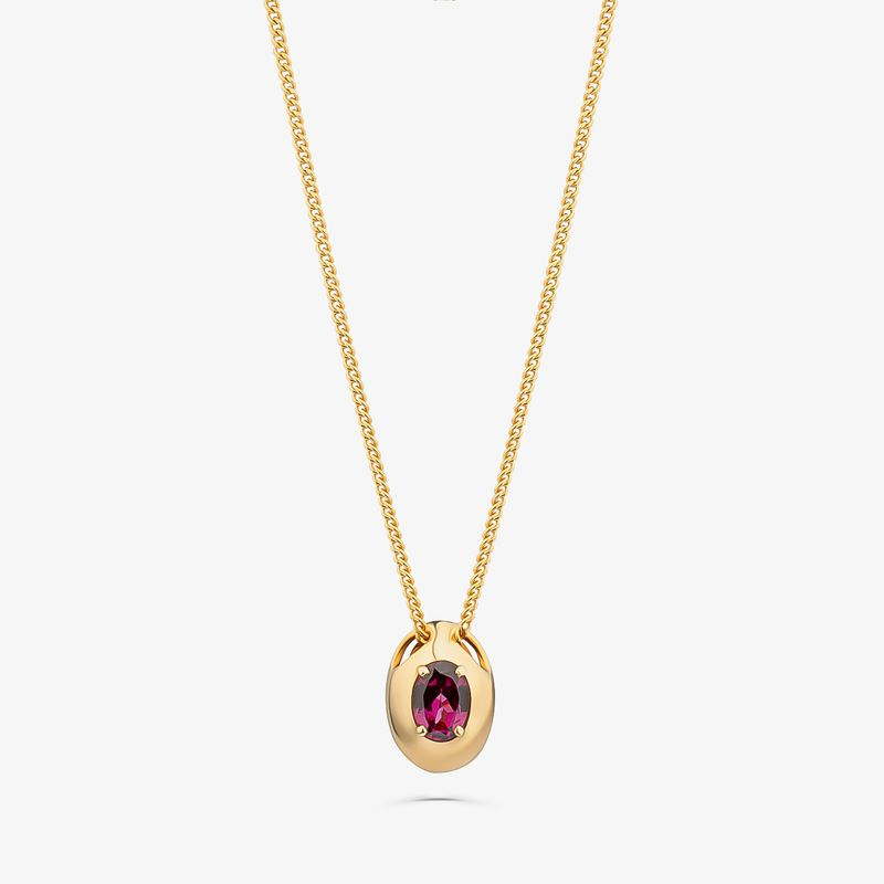 Colar com Rodolita em Prata com Banho de Ouro Amarelo 18K