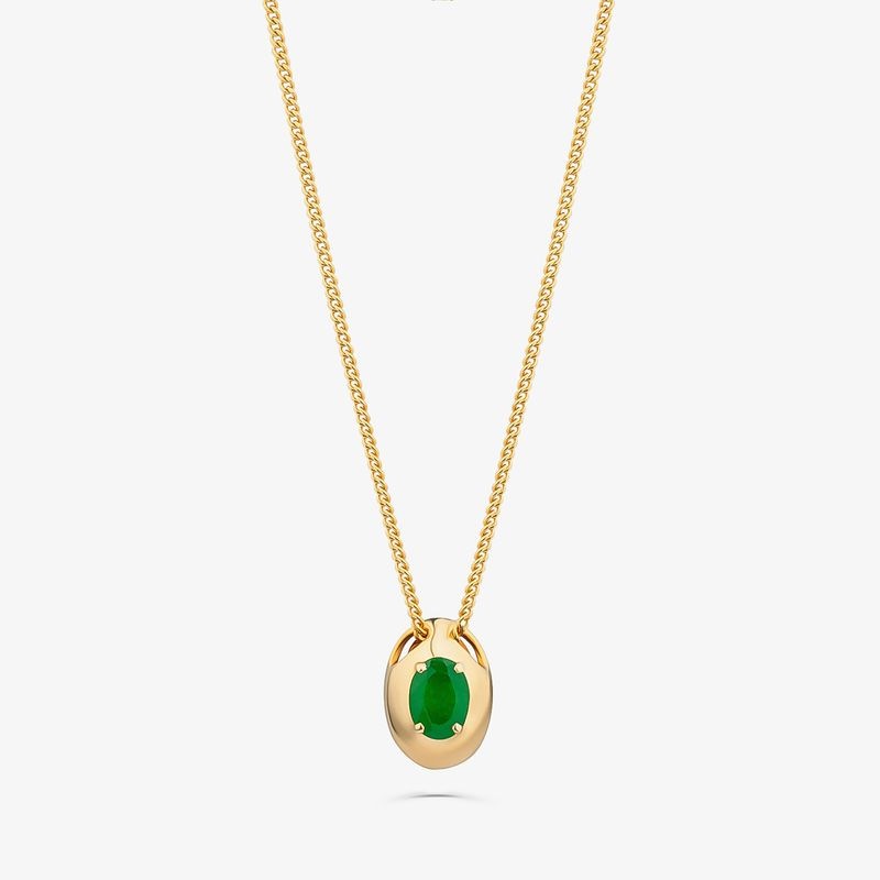 Colar com Quartzo Verde em Prata com Banho de Ouro Amarelo 18K Colar com Quartzo Verde em Prata com Banho de Ouro Amarelo 18K