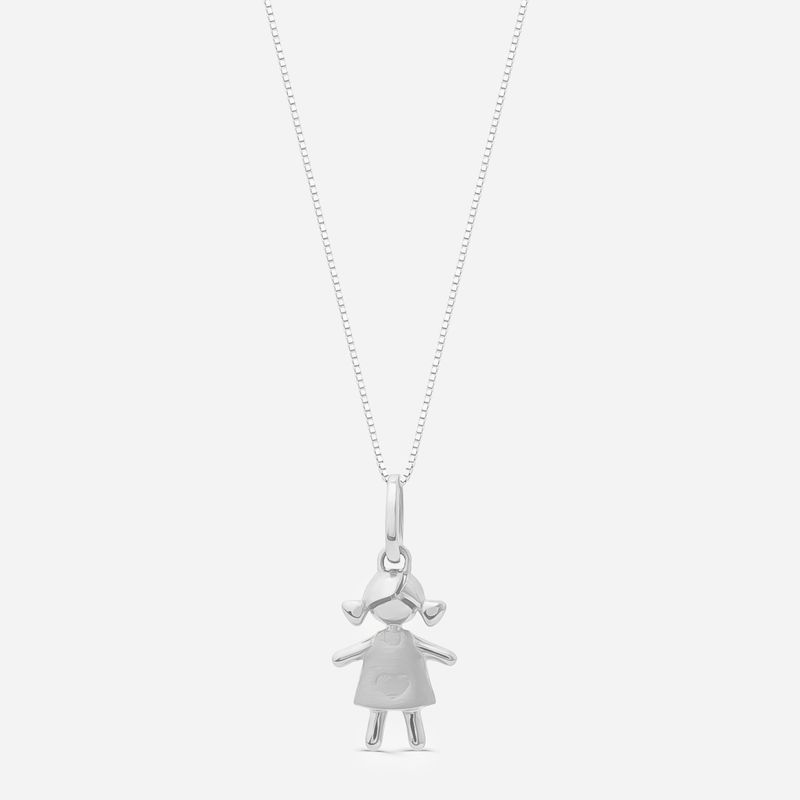 Pingente Menina em Ouro Branco 18k Pingente Menina em Ouro Branco 18k