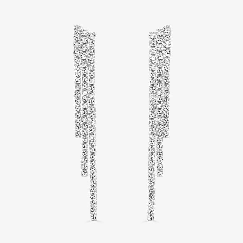 Brinco Maxi Cascata com Diamantes em Ouro Branco 18k Brinco Maxi Cascata com Diamantes em Ouro Branco 18k