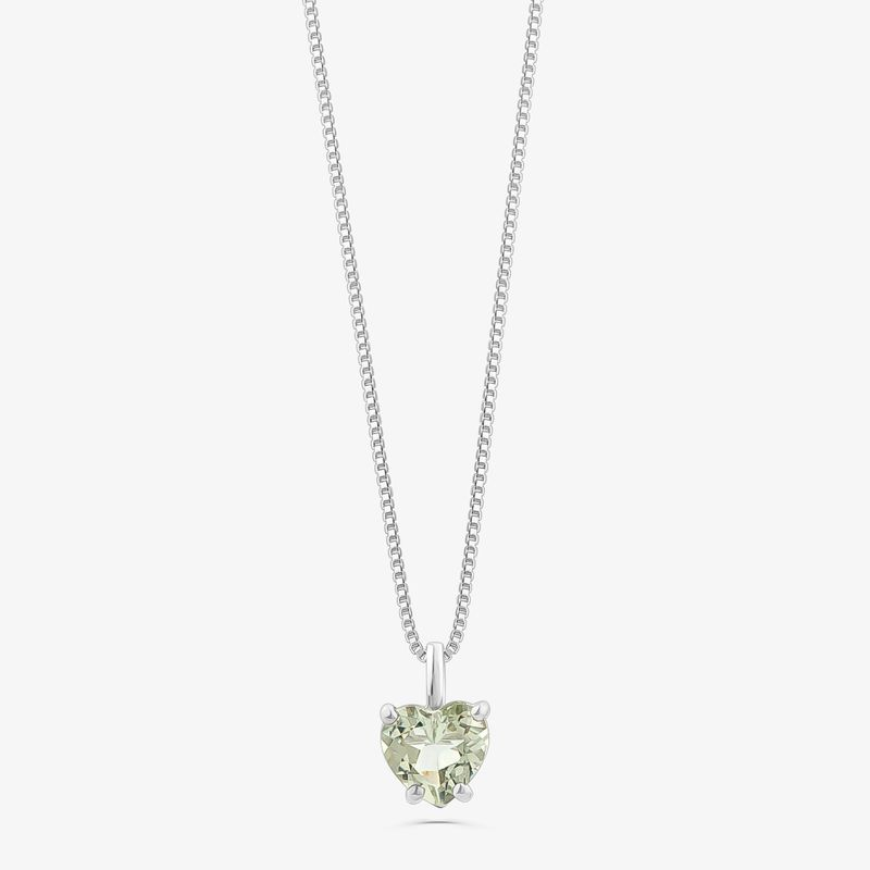 Pingente Coração de Prasiolita em Ouro Branco 18k Pingente Coração de Prasiolita em Ouro Branco 18k