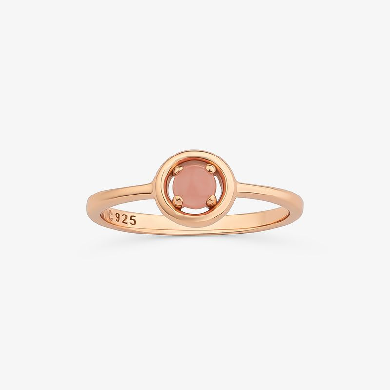 Anel Redondo com Quartzo Rosa em Prata 925 com Banho de Ouro Rosé 18k Anel Redondo com Quartzo Rosa em Prata 925 com Banho de Ouro Rosé 18k