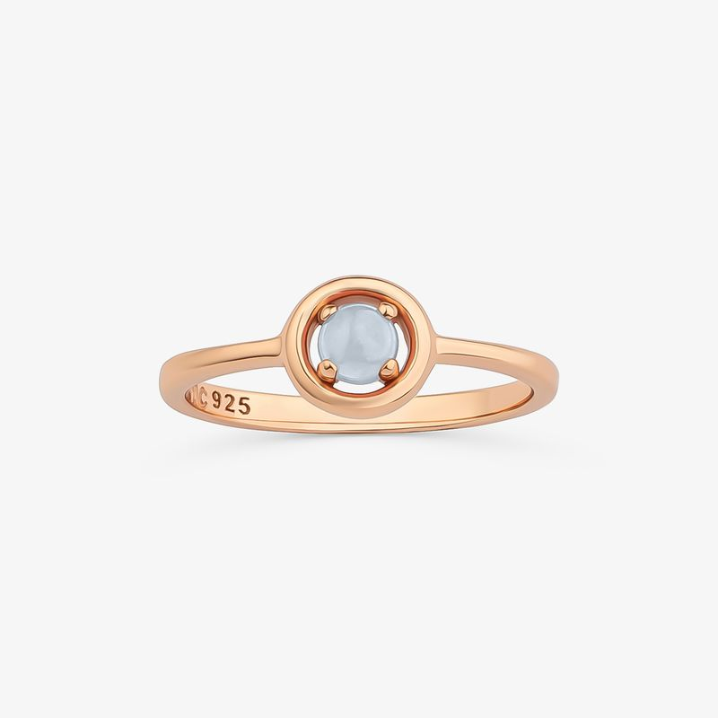 Anel Redondo com Topázio Azul em Prata 925 com Banho de Ouro Rosé 18k Anel Redondo com Topázio Azul em Prata 925 com Banho de Ouro Rosé 18k