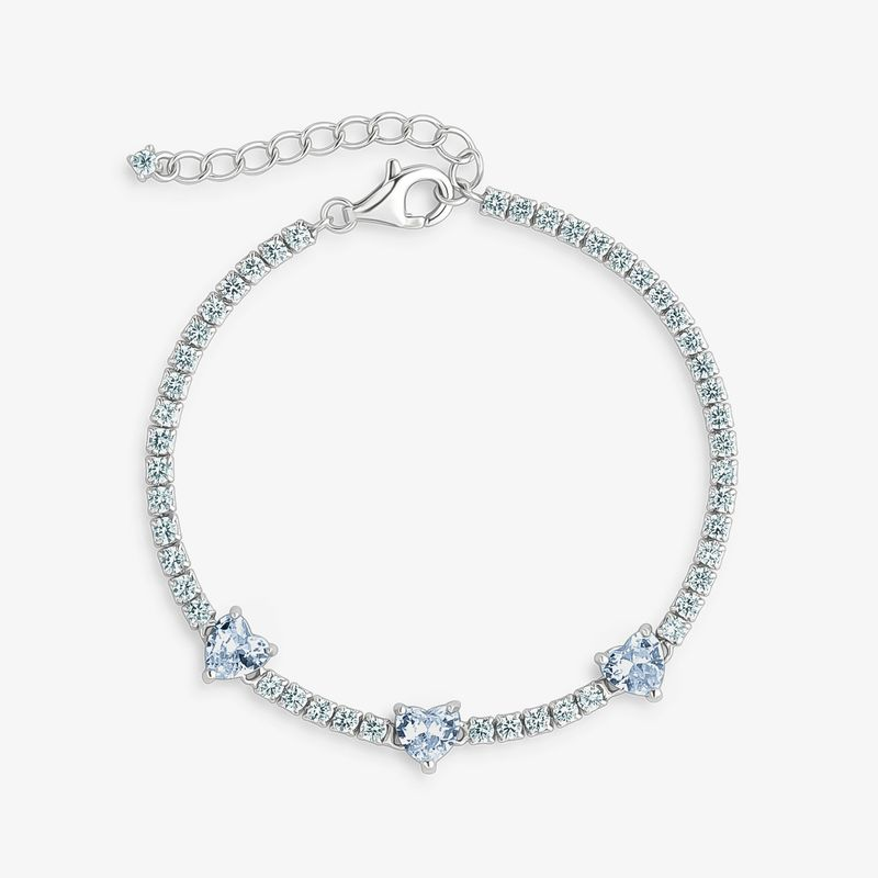 Pulseira Corações Cravejada em Prata 925 Pulseira Corações Cravejada em Prata 925