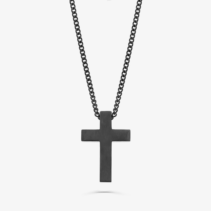 Colar Masculino Crucifixo em Aço Preto Colar Masculino Crucifixo em Aço Preto