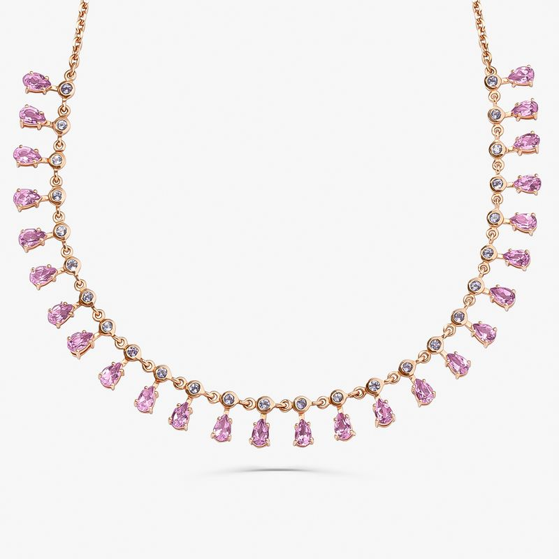 Colar com Ametista Rose de France e Iolita em Prata 925 com Banho de Ouro Rosé 18k Colar com Ametista Rose de France e Iolita em Prata 925 com Banho de Ouro Rosé 18k