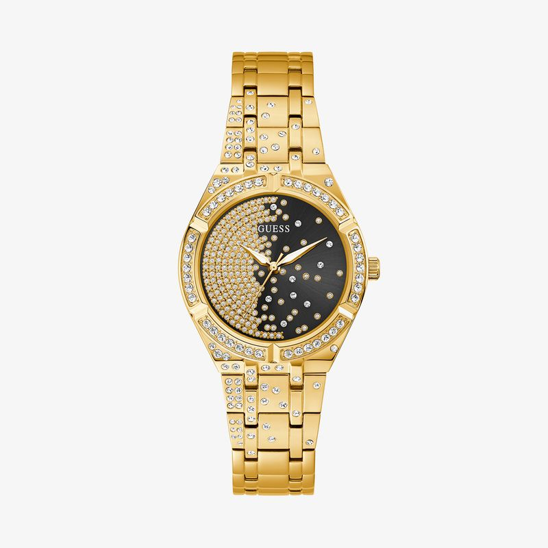 Relógio Guess Feminino em Aço Dourado e Mostrador Preto com Brilhos GW0312L2 Relógio Guess Feminino em Aço Dourado e Mostrador Preto com Brilhos GW0312L2