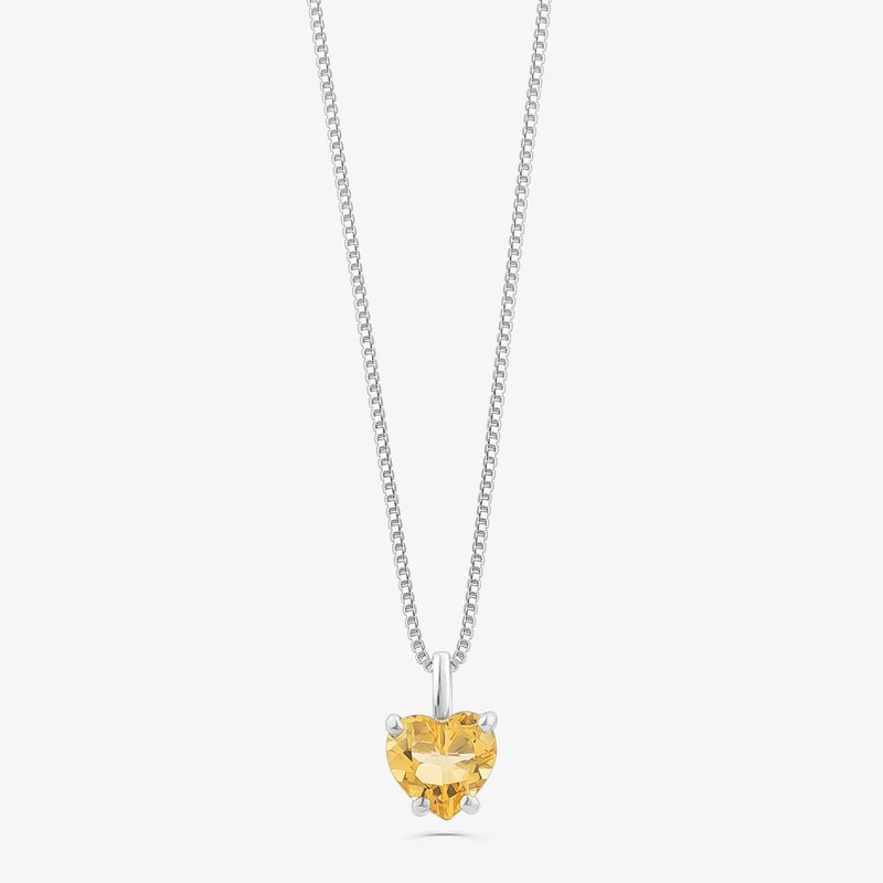 Pingente Coração de Citrino em Ouro Branco 18k Pingente Coração de Citrino em Ouro Branco 18k