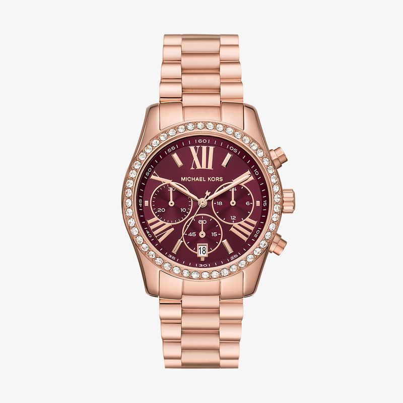 Relógio Michael Kors Lexington Feminino Cronógrafo em Aço Rosé e Cristais MK7275 Relógio Michael Kors Lexington Feminino Cronógrafo em Aço Rosé e Cristais MK7275