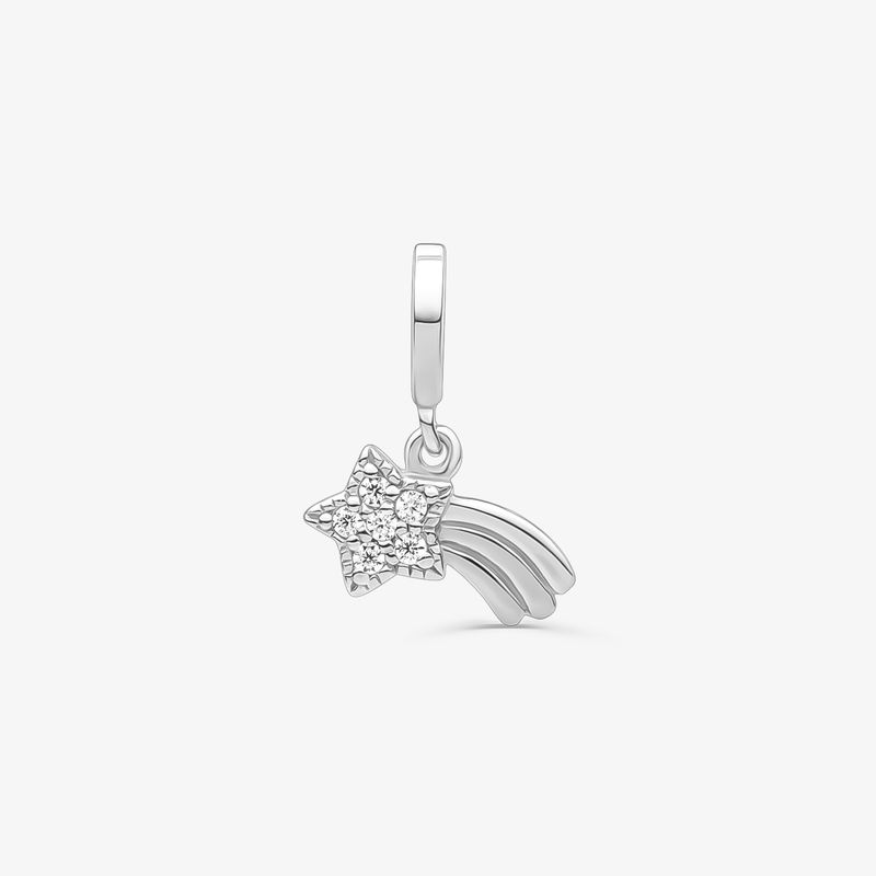 Charm Estrela Cadente Cravejado em Prata 925 Charm Estrela Cadente Cravejado em Prata 925