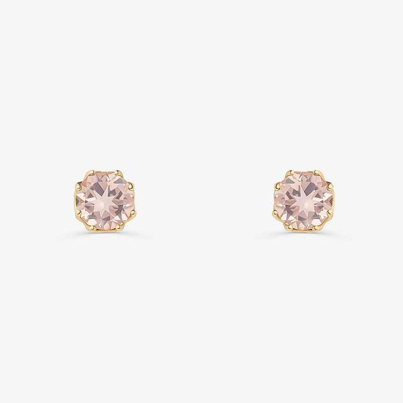 Brinco com Quartzo Rosa em Ouro Amarelo 18k Brinco com Quartzo Rosa em Ouro Amarelo 18k