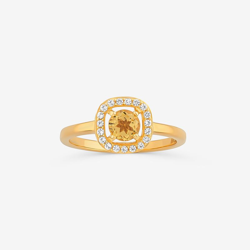 Anel com Citrino e Topázio em Prata 925 com Banho de Ouro Amarelo 18k Anel com Citrino e Topázio em Prata 925 com Banho de Ouro Amarelo 18k
