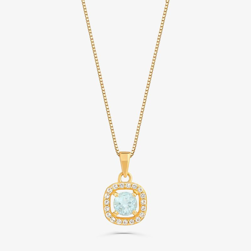 Pingente com Topázio Azul e Topázio em Prata 925 com Banho de Ouro Amarelo 18k Pingente com Topázio Azul e Topázio em Prata 925 com Banho de Ouro Amarelo 18k