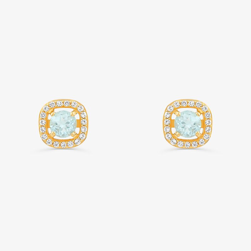 Brinco com Topázio Azul e Topázio em Prata 925 com Banho de Ouro Amarelo 18k Brinco com Topázio Azul e Topázio em Prata 925 com Banho de Ouro Amarelo 18k