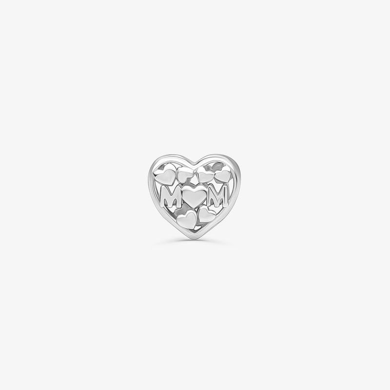 Charm Coração Mom em Prata 925 Charm Coração Mom em Prata 925