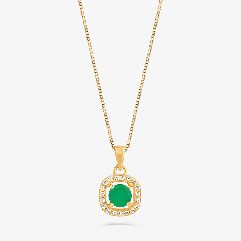 Pingente com Ágata Verde e Topázio em Prata 925 com Banho de Ouro Amarelo 18k Pingente com Ágata Verde e Topázio em Prata 925 com Banho de Ouro Amarelo 18k