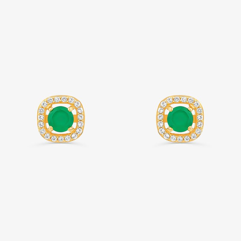 Brinco com Ágata Verde e Topázio em Prata 925 com Banho de Ouro Amarelo 18k Brinco com Ágata Verde e Topázio em Prata 925 com Banho de Ouro Amarelo 18k