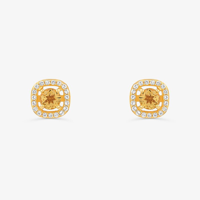 Brinco com Citrino e Topázio em Prata 925 com Banho de Ouro Amarelo 18k
