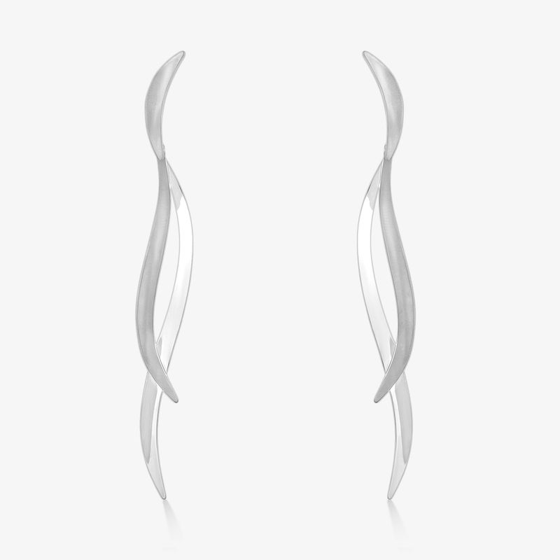 Brinco Orgânico Ondas em Ouro Branco 18k Brinco Orgânico Ondas em Ouro Branco 18k