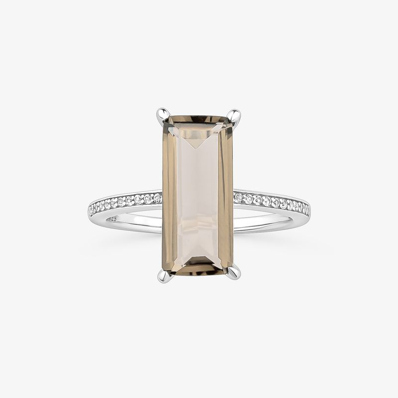 Anel com Quartzo Fumê e Safira em Prata 925 Anel com Quartzo Fumê e Safira em Prata 925
