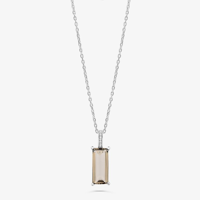 Colar com Quartzo Fumê e Safira em Prata 925