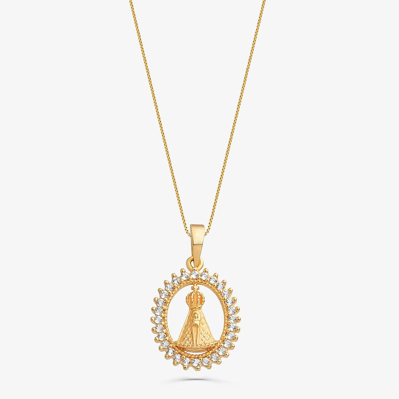 Pingente N. S. Aparecida em Prata 925 com banho de Ouro amarelo 18k Pingente N. S. Aparecida em Prata 925 com banho de Ouro amarelo 18k