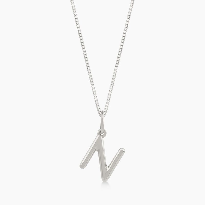 Pingente Letra N em Ouro Branco 18K Pingente Letra N em Ouro Branco 18K