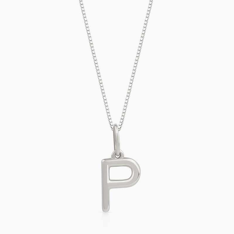 Pingente Letra P em Ouro Branco 18K Pingente Letra P em Ouro Branco 18K