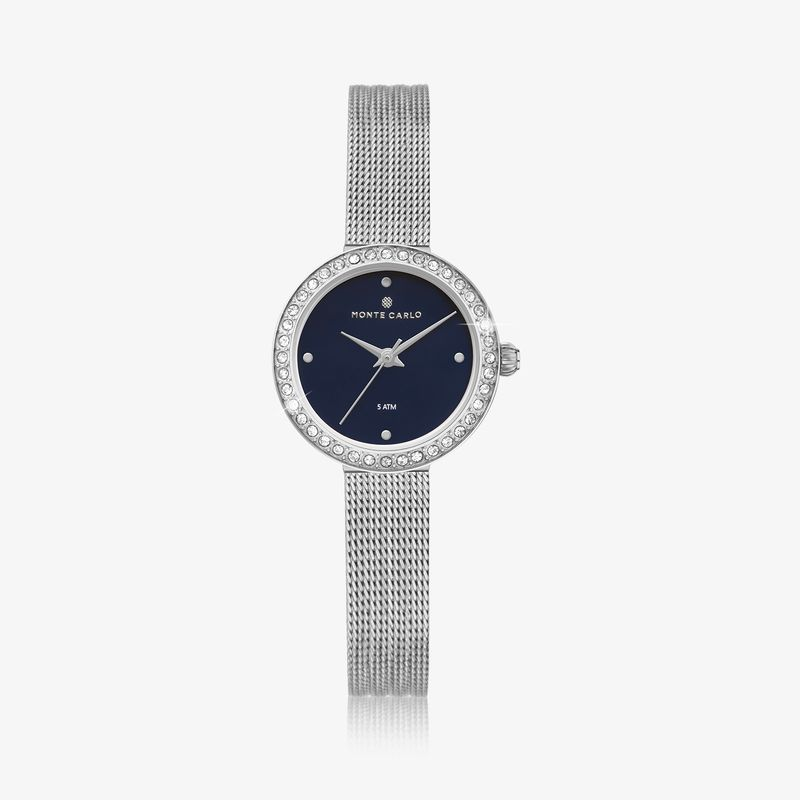 Relógio Monte Carlo Feminino em Aço Prateado e Mostrador Azul com 36 Cristais Swarovski Relógio Monte Carlo Feminino em Aço Prateado e Mostrador Azul com 36 Cristais Swarovski