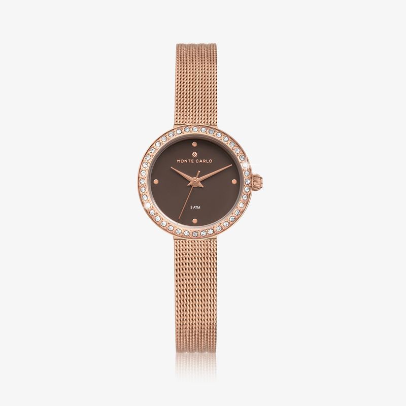 Relógio Monte Carlo Feminino em Aço Prateado com Mostrador Marrom e 36 Cristais Swarovski Relógio Monte Carlo Feminino em Aço Prateado com Mostrador Marrom e 36 Cristais Swarovski